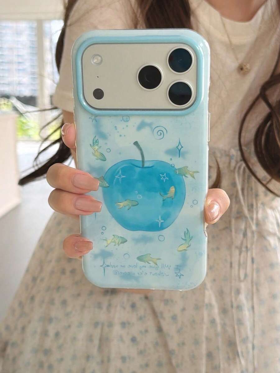 蓝色锦鲤、苹果、星形图案软手机壳，兼容 17，也适用于 16 Pro Max、新款15 Pro，少女风，防摔，创意保护套