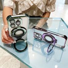 1個藍色奢華電鍍磁吸透明手機殼,附磁吸環支架、支援無線充電、鏡頭保護貼、四角防摔、壓克力設計,適用於 Apple 17 Pro/17 Pro Max/Air/17/17E/16 Pro/16 Pro Max/16 Plus/16/16E/15 Pro/15 Pro Max/15 Plus/15 及 Galaxy S26 Ultra/S26 Plus/S26/S26 Edge/S26 Pro/S25 Ultra/S25 Plus/S25/S25 Edge/S25 FE/A57/A37/A17/A07/A56/A36/A26/A55/A35/A25/A15/A24/A34/A14/A16/A06/A05S - 藍色 - 查看 6