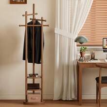 Perchero Para Ropa, 40 * 40 * 171CM Perchero Giratorio Independiente de Madera, Perchero Resistente con Estante de Almacenamiento y 3 Barras Transversales para Entrada, Oficina, Dormitorio, Nogal - Bastante - Ver 8