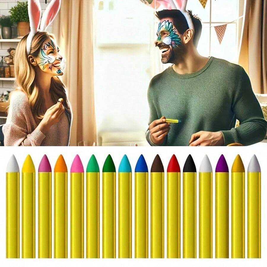 16 Colors Washable Face Painting Crayons, Easy To Apply Face Painting Sticks Suitable For Party And Holiday Makeup - Multicolor - View 1