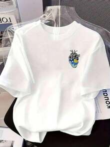 Camiseta Mujer Manga Corta Grafico corazon pintura noche estrellada van gogh estilo moderno juvenil  Cuello Redondo Estilo Moderno Casual - Blanco - Ver 6