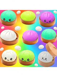 Bộ 3/6/9 món đồ chơi bóp hình bánh bao, đồ chơi bóp bóng giảm căng thẳng hình bánh bao vui nhộn, đồ chơi hấp thức ăn thủ công giúp giảm áp lực (Ngẫu nhiên) - Nhiều màu - Xem 2