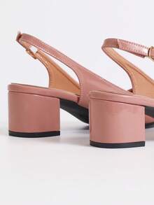 Women's Summer New Minimalist Low Heel Backstrap Sandals, Fashionable Versatile Comfortable Slingback Pointed Toe High Heels - Pink - View 6