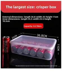 Caja de almacenamiento de cocina rectangular transparente de plástico de calidad alimentaria para refrigeración de frigorífico, caja de conservación de frescura de uso comercial - Tamaño máximo transparente (capacidad aproximada de 8.2 litros) - Ver 6