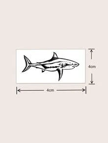 1pc Waterproof & Smudge-Proof Temporary Tattoo, PVC Fake Shark Tattoo Sticker For Daily Use - Black - View 6
