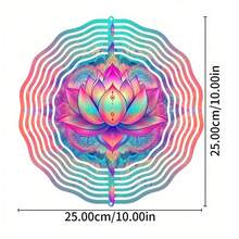 10-Inch Bohemian Style Mandala Flower Print Wind Chime, Battery-Free Operation, Rotating Dynamic Effect Adds Vitality To Outdoor Garden Decor, Comes With 360-Degree Rotating Hook, Suitable As Gift For Animal Lovers (Pendant Not Included), Random Style - A - View 4