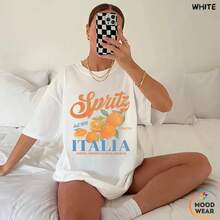 1pc  ®   Aperol Spritz Shirt Italy Spritz Shirt Positano Womens Graphic Tee Vintage Shirt Womens, Italian Summer Shirt Summer T Shirts Summer Tops Summer Shirt - trắng - Xem 2