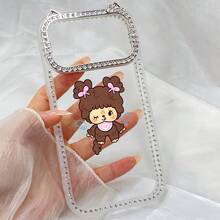 スマホケースラインストーンフレーム猫耳透明ケースキラキラ女性向けスマホケース傷防止耐衝撃カメラレンズ保護クリア/ラインストーン付き/ソフトTPU苹果17proMax/17pro/17/11/12/13/14/15/15Pro/15PluS/15ProMax/16/16Pro/16PluS/16ProMax/おしゃれインスタ映え大人上品かわいい/レトロ/ガーリー - 黄色 - チェックする 4