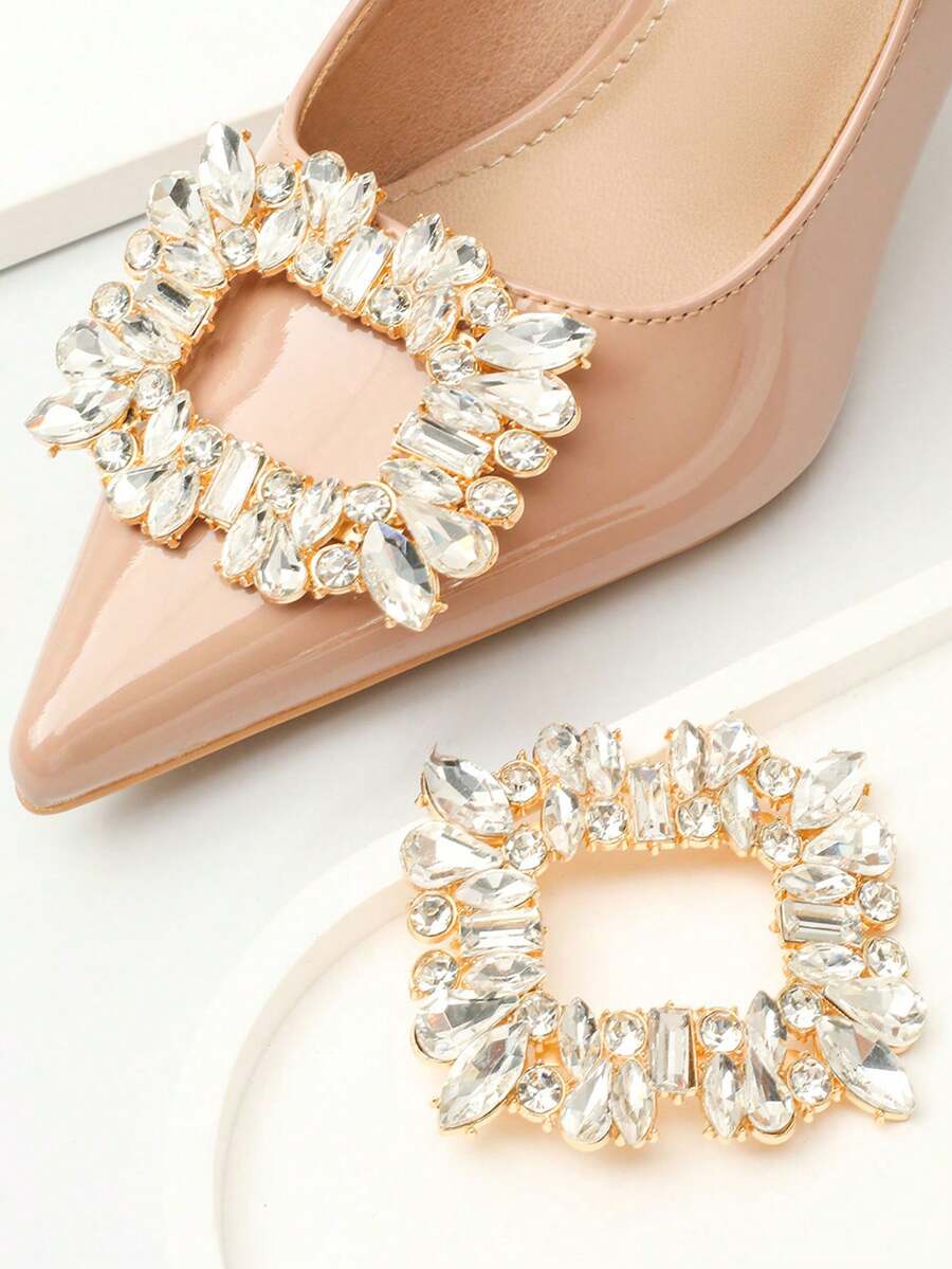 1 pieza Hebilla de zapato, decoración de cristal de cristal de Rhinestone para tacones altos, sandalias, accesorio de mocasín de metal - Multicolor - Ver 1