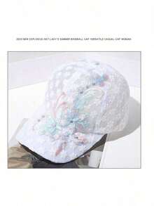 1 Chapeau de soleil, pare-soleil, chapeau de sport respirant printemps/été, chapeau pare-soleil, casquette de canard, broderie florale, maille - A - Voir 7