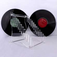 1pc Acrylic Black Vinyl Record Stand, Transparent Acrylic Vinyl Record Display Rack, Multi-Slot Acrylic Black Vinyl Record Rack, Curved Acrylic Vinyl Record Rack, Acrylic Vinyl Record Storage Display Rack, Desktop Acrylic Vinyl Record Storage Rack, Multi-Purpose Acrylic Display Rack (For Vinyl Records And Signs) - White - View 1