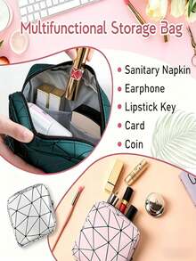 Large Capacity Sanitary Pad Storage Bag, New High-Quality Tampon Bag, Multifunctional Waterproof Storage Bag, Travel Storage Bag, Suitable For Storing Sanitary Pads, Lipstick And Coins, Travel Storage Essential, Holiday Gift.,Back To School - Multicolor - View 8
