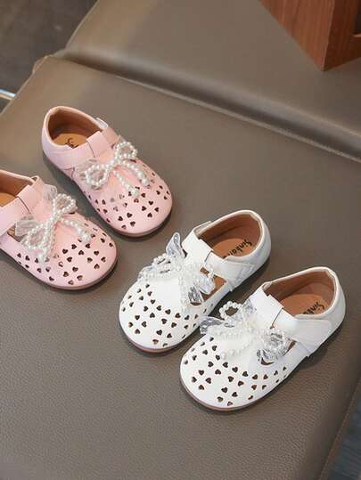 1 Pair Children's Foot Leather Sandals, New Summer Breathable Non-Slip Shoes, Round Toe Princess Shoes For Little Girls