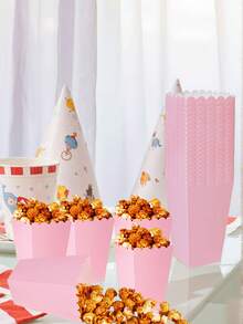 7-Color Mixed Paper Popcorn Buckets, Multicolor Mini Snack Boxes, Suitable For Popcorn, Candy, Cookies, Party Favors, Movie Night - Pink - View 6