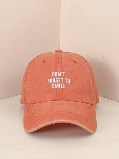 1pc Orange Smiling Face Women's Sports Baseball Cap, Classic Design, Fashionable Solid Color Baseball Cap, Suitable For Casual Wear, Essential Summer Beach Hat