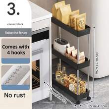 1-Piece Set Slim Storage Cart 4 Tier,Bathroom Organizer Rolling Utility,Mobile Shelving Unit Slide Out For Office, Kitchen, Laundry Room & Narrow Places - Multicolor - View 15