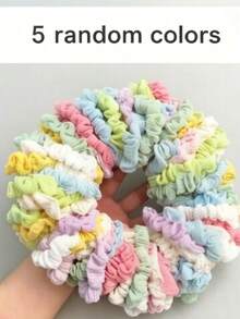 5/10/20/40 Solid Color Chiffon Scrunchies Gentle Girly Cute Student Back-To-School Season Age-Reducing Ponytail Hair Ties Hair Scrunchies Fresh Beach Hair Accessories Can Be Used As Hand Ropes Exquisite Cute Rubber Bands Candy Colors,Travel,Birthday - Multicolor - View 6