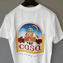 Moon Castle Print White T-Shirt Size XL - Negro - Ver 4