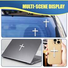 2PCS Metal Cross Emblem Stickers 3D Jesus Christ Car Decals Self-Adhesive Religious Auto Emblem Badge Decal Decoration For Truck Motorcycle Car Body Tailgate And Fenders Silver - Silver - View 6