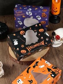 6pcs Cartoon Halloween Cupcake Boxes Gift Boxes, Halloween Party Candy Cookie Packaging Boxes, Party Decorations, Halloween Decor 2026, Tabletop Decor, Halloween Party Supplies, Birthday Party Decorations, Winter Holiday Decor, Christmas Back To School - Cartoon Halloween - View 7