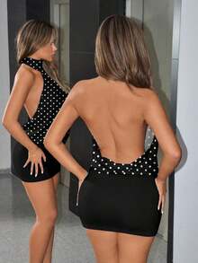 ICON High Neck Backless Mini Bodycon Dress,Club Outfits Women Sexy - Multicolor 5 - Ver 2