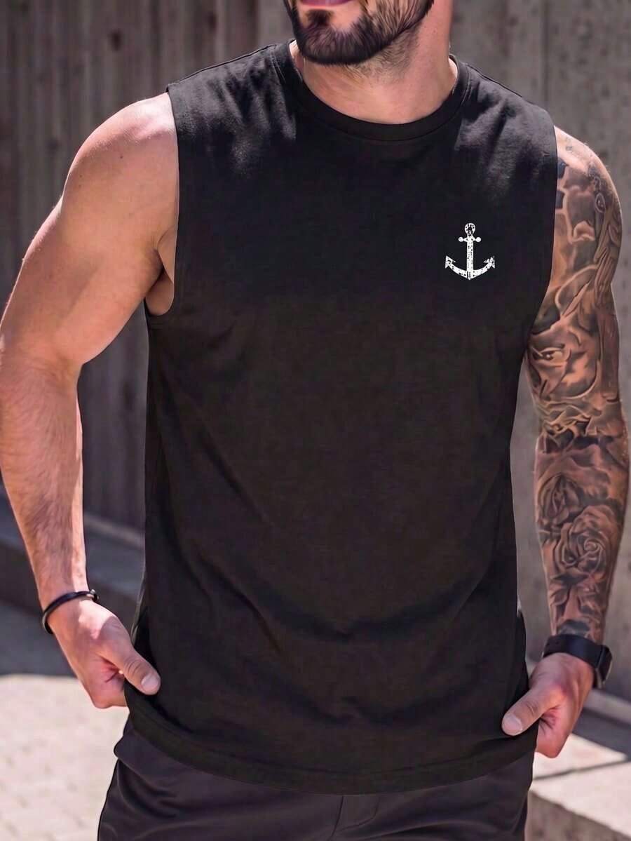 Men's Short-Sleeved T-Shirt With A Round Neck And Simple Design - Blue - View 1