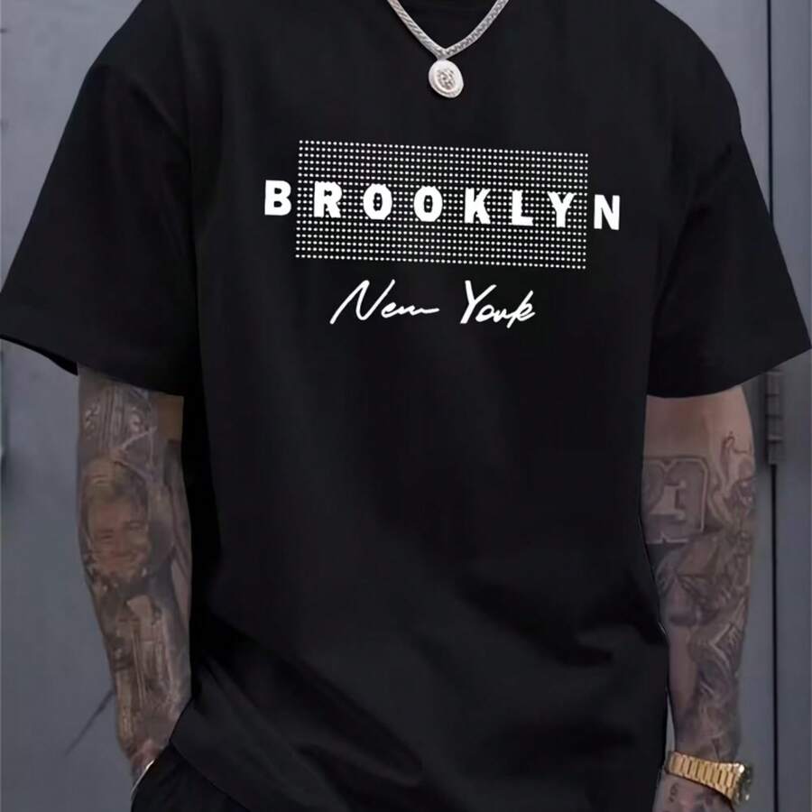 Printed T-Shirt For Men And Women - 黑色 - 查看 1