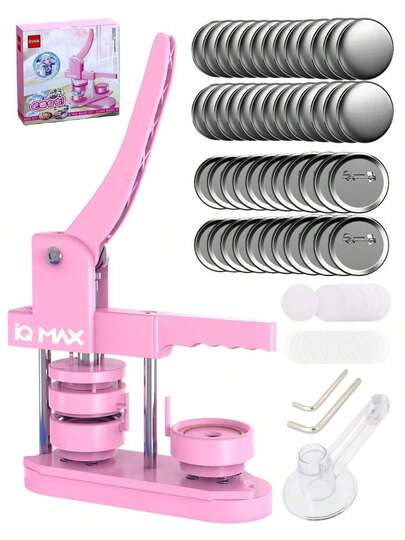 58mm Badge Maker - (3rd Gen) No-Installation 58mm (2.25 Inch) DIY Badge Maker, Includes 100pcs Badge Supplies, Images, And Round Cutter