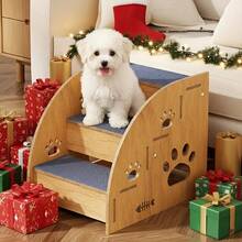 IKCAIYU  Large Size Pet Stairs For Bed/Couch Non-Slip 3 To 5 Step Dog Steps Made Of Sturdy Plywood, With Thickened Safety Rails And Ramp Design, 15" Height For Small/Medium Dogs, Cats And Senior Pets, Pet Stairs/Dog Stairs/Dog Ramp - Multicolor - View 1
