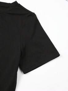 Camiseta de moda estampada para hombre - Camiseta clásica casual de verano de cuello redondo y manga corta, poliéster, cómoda y transpirable, diseño de patrón de letras de moda, ropa de hombre versátil y de , regalo sorpresa para vacaciones - Negro - Ver 3