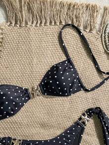 Conjunto de bikini de dos piezas con estampado tropical, casual para vacaciones - Multicolor 2 - Ver 5