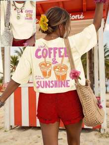 Camiseta  Iced Coffee And Sunshine, Camiseta Iced Coffee, Regalos para Amantes del Café, Camiseta de Verano, Camiseta Summer Vibes, Camiseta de Café - Blanco 2 - Ver 9