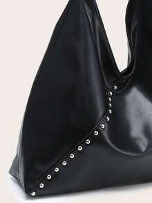 Women's Shoulder Bag/Handbag, Brown Suede, Large Capacity, Decorated With Rivets, Vintage Versatile Commuter Style, Suitable For Autumn And Winter Outings. - Black - View 5