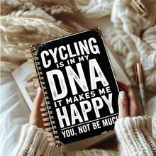 Caderno espiral A5 com a frase "Andar de bicicleta está no meu DNA", design vintage, encadernação em espiral, com páginas internas, ideal para reuniões de escritório, anotações em sala de aula, agendas portáteis, diários, ótimo presente para profissionais. - DNA cíclico - Ver 6