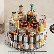 360-Degree Rotating Spice Rack, Bathroom Countertop Storage Box, Kitchen Condiment Bottle Rack, Desktop Sundries Organizer. Y9ZI - Clear B9908A - View 9