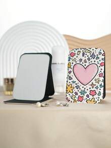 1pc Y2K Graffiti Series Compact Makeup Mirror, Foldable, Ultra-Thin, Portable, Durable PU Leather, Suitable For Travel, Gatherings, Work, School, Suitable For All Ages - Multicolor - View 11