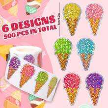 500PC Laser Ice Cream Laser Sweet Cone Sticker Roll Gift Decoration Envelope Sealing Sticker - Multicolor - View 10