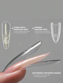 60pcs Reusable Almond Shaped Transparent Nail Extension Mold, Nail Sandwich Double Layer Mold - Clear - View 3