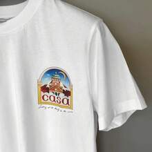 Moon Castle Print White T-Shirt Size XL - Negro - Ver 3