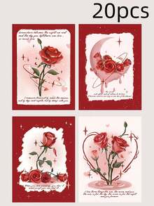 20 tấm thiệp vẽ tay 520 dùng cho ngày Valentine, thiệp bó hoa, thiệp tình yêu đôi lứa, nhãn trang trí hộp quà sinh nhật. - nhiều màu - Xem 12
