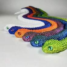 Movable Viper Model With Realistic Eyes And Articulated Joints, Vibrant Multi-Color Scales (30cm/11.81in), Perfect For Desk And Countertop Decor - Ideal For Parties, Outdoor Displays And Gift Exchanges - Great For Christmas, Valentine's Day And Birthday Gifts - Random Eye Color, 3D Printed Toys - Multicolor - View 9