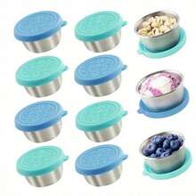 2/4/6/8pcs Reusable Stainless Steel Salad Dressing/Sauce Containers, 1.6oz Leak-Proof Silicone Lids, Suitable For Lunch Box, Work, School, Picnic, Travel, Christmas Party,School Supplies - 6pcs - 查看 3