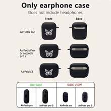 Ốp bảo vệ Apple hình bướm đen trắng dễ thương và ngọt ngào, vỏ silicon mềm mờ với móc khóa, tương thích với Apple thế hệ 1/2/3/4 - Nhiều màu - Xem 5