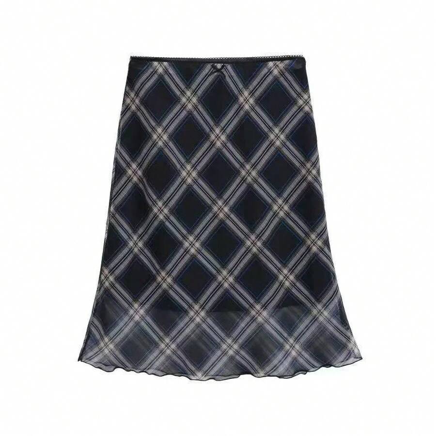 Falda Larga de Verano para Mujer, Cintura Alta, Estilo Coreano, Color Rosa Sólido, Falda de Cola de Pez - Negro - Ver 1