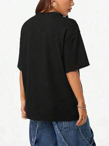 1 Pieza de Moda Casual para Hombres y Mujeres, Regalo Personalizado con Tema de Gato - Camiseta Personalizada para Mujer, Imprime tu Eslogan Exclusivo, Añade tu Propio Texto/Imagen (Patrón de Insignia/Logotipo de Empresa/Foto Familiar/Selfie). A la moda, hippie, casual, estilo minimalista. Ropa Masculina Personalizada y Única, Guardarropa Compacto, Ropa Básica/Urbana para Hombre. Regalo ideal para novio, familiares, amigos, adecuado para cumpleaños, vacaciones, escuela/competencias, deportes/escalada, también adecuado para la moda de otoño y eventos urbanos. Black Summer es versátil, fácil de combinar, adecuado para el uso diario, el estilo urbano, conjuntos de vacaciones y ropa de fin de semana. - Negro - Ver 2