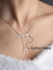Dây chuyền khắc tên theo yêu cầu, Mặt dây chuyền khắc tên theo yêu cầu, Quà tặng Ngày của Mẹ, Dây chuyền hình trái tim phong cách retro bằng thép không gỉ, Dây chuyền khắc tên theo yêu cầu dành cho nữ, Trang sức mùa hè, Phụ kiện đi biển dành cho nữ, Quà tặng Ngày của Mẹ - Nhiều màu - Xem 3