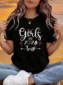 Camiseta Vintage Básica Mexicana con Estampado de Letras de Viaje 2026 |     Camiseta Casual de Manga Corta y Cuello Redondo para Primavera/Verano, Ropa de Mujer, Ideal para Salidas Informales y Reuniones Festivas. Nuevo Lanzamiento de Moda. - Negro - Ver 8