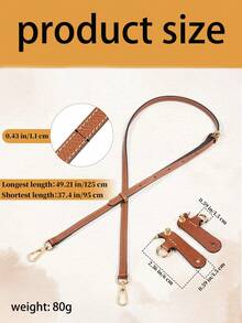 Adjustable Leather Replacement Shoulder Strap Set, Suitable For Women Handbags And Clutches - Brown - View 4