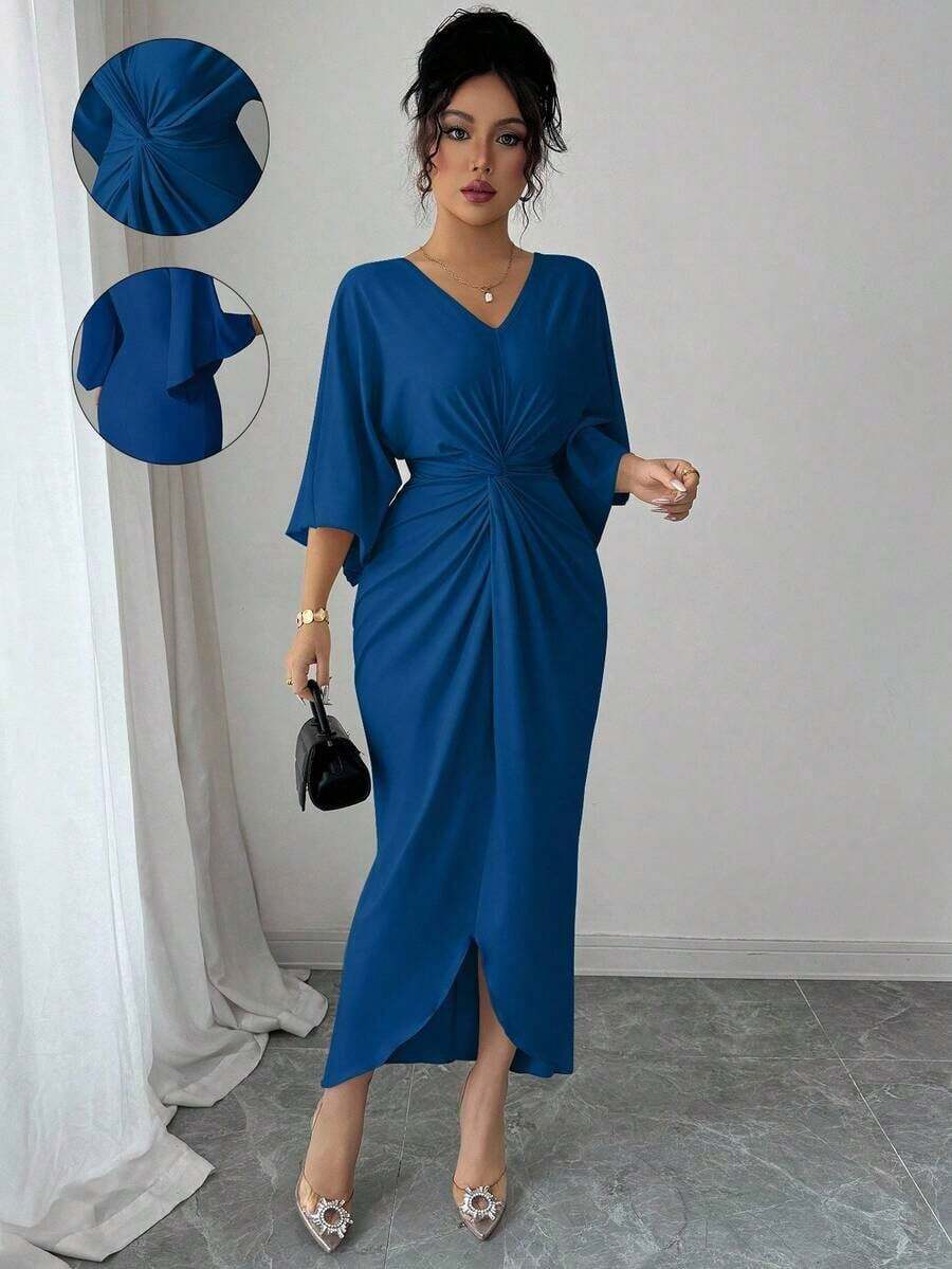 Women Midi Dresses - Navy Blue - View 1