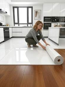 Extra Thick Glossy White Flooring And Wall Sticker - Removable And Peelable Vinyl Flooring, Wear-Resistant, Waterproof, Stain-Resistant, Easy To Clean And Maintain, Suitable For Bathroom, Kitchen, Living Room, Bedroom, RV Renovation - Pearl White - View 6